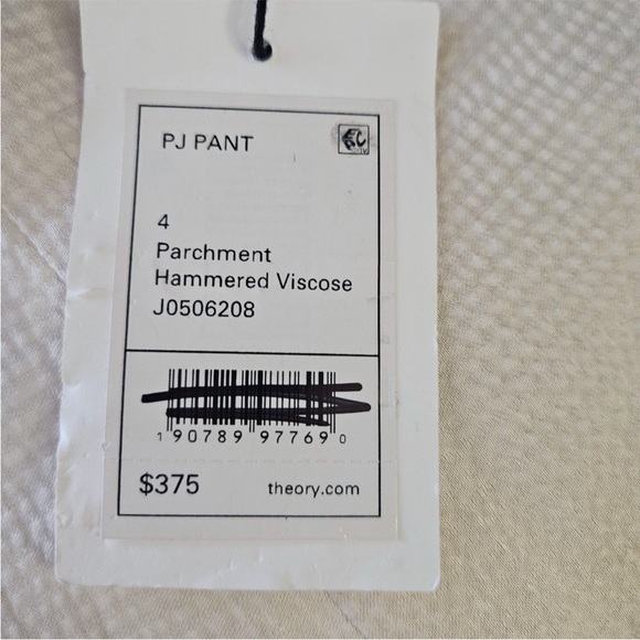 Theory PJ pants size 4  cream wide leg pajama hammered viscose - Picture 6 of 14